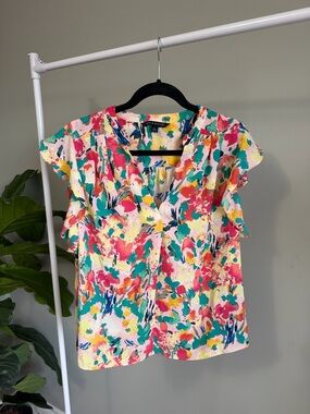 Colorful Spring Zac & Rachel Short Sleeve Blouse Size S